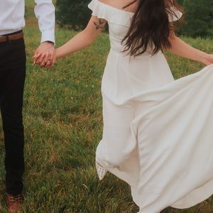 REFORMATION Verbena Off-Shoulder Ruffle Dress in Ivory *LOWEST*